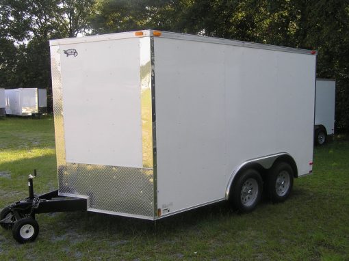 8.5x12 TA Trailer - White, Ramp, Side Door, and D-Rings