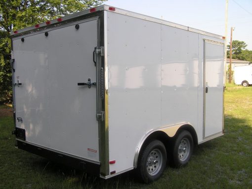 8.5x12 TA Trailer - White, Ramp, Side Door, and D-Rings