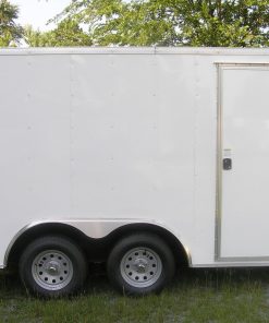 8.5x12 TA Trailer - White, Ramp, Side Door, and D-Rings