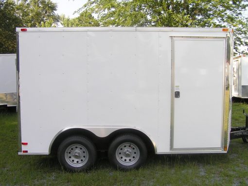 8.5x12 TA Trailer - White, Ramp, Side Door, and D-Rings