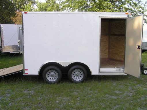 8.5x12 TA Trailer - White, Ramp, Side Door, and D-Rings