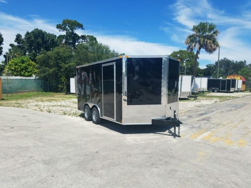 8.5x14 TA Trailer - Black, Ramp, Side Door, and D-Rings