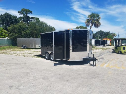 8.5x14 TA Trailer - Black, Ramp, Side Door, and D-Rings