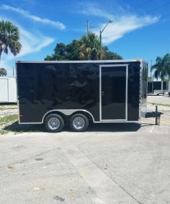 8.5x14 TA Trailer - Black, Ramp, Side Door, and D-Rings