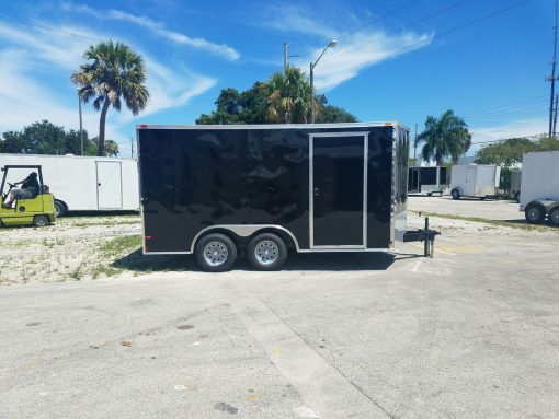 8.5x14 TA Trailer - Black, Ramp, Side Door, and D-Rings