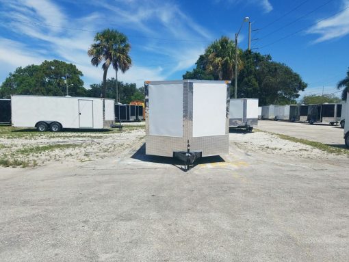 8.5x14 TA Trailer - White, Ramp, Side Door, and D-Rings