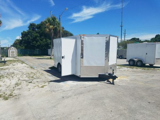 8.5x14 TA Trailer - White, Ramp, Side Door, and D-Rings