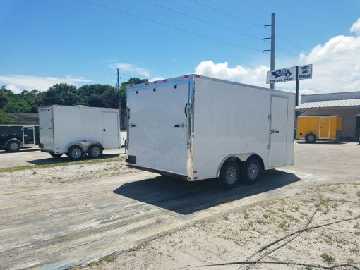 8.5x14 TA Trailer - White, Ramp, Side Door, and D-Rings