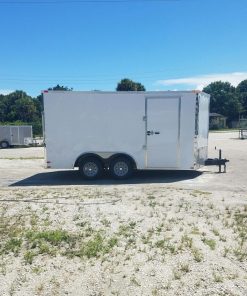 8.5x14 TA Trailer - White, Ramp, Side Door, and D-Rings