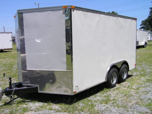 8.5x14 TA Trailer - White, Ramp, Side Door, and D-Rings