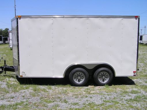 8.5x14 TA Trailer - White, Ramp, Side Door, and D-Rings