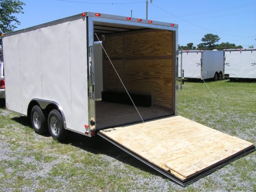 8.5x14 TA Trailer - White, Ramp, Side Door, and D-Rings