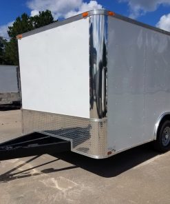 8.5x14 TA Trailer - White, Double Barn Doors, Side Door, Flat Front, Extended Tongue, Electrical Package, Interior Lining