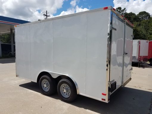 8.5x14 TA Trailer - White, Double Barn Doors, Side Door, Flat Front, Extended Tongue, Electrical Package, Interior Lining