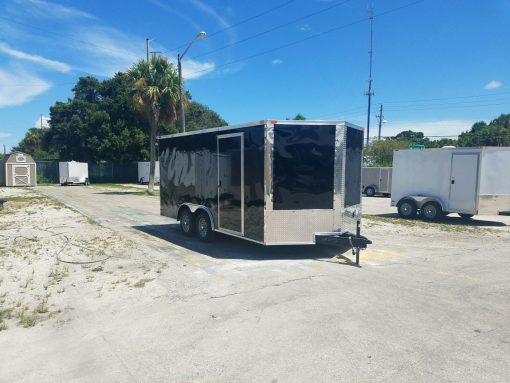 8.5x16 TA Trailer - Black, Ramp, Side Door, and D-Rings