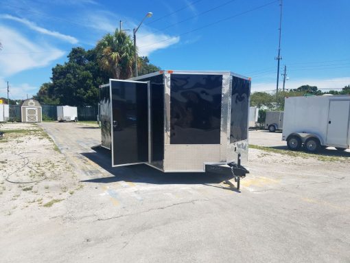 8.5x16 TA Trailer - Black, Ramp, Side Door, and D-Rings