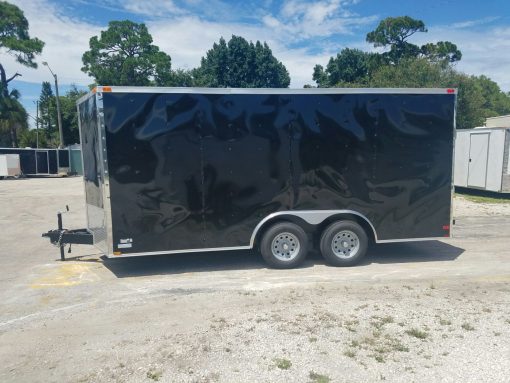 8.5x16 TA Trailer - Black, Ramp, Side Door, and D-Rings