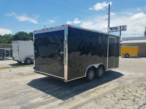 8.5x16 TA Trailer - Black, Ramp, Side Door, and D-Rings