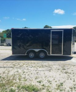 8.5x16 TA Trailer - Black, Ramp, Side Door, and D-Rings