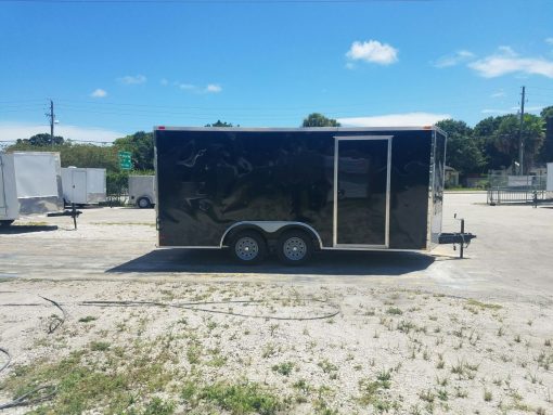 8.5x16 TA Trailer - Black, Ramp, Side Door, and D-Rings