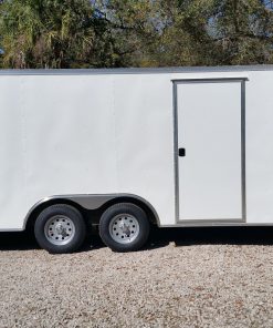 8.5x16 TA Trailer - White, Ramp, Side Door, and D-Rings