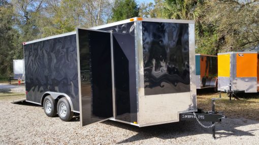 8.5x18 TA Trailer - Black, Ramp, Side Door, and D-Rings