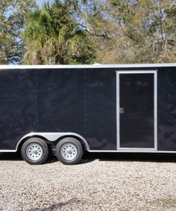 8.5x18 TA Trailer - Black, Ramp, Side Door, and D-Rings