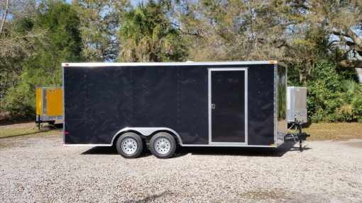 8.5x18 TA Trailer - Black, Ramp, Side Door, and D-Rings