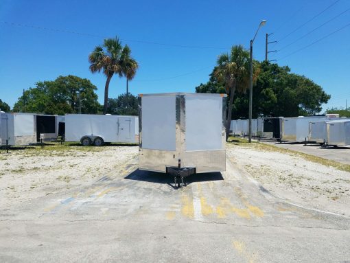 8.5x18 TA Trailer - White, Ramp, Side Door, and D-Rings