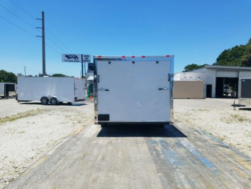 8.5x18 TA Trailer - White, Ramp, Side Door, and D-Rings