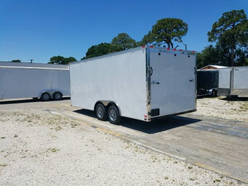 8.5x18 TA Trailer - White, Ramp, Side Door, and D-Rings