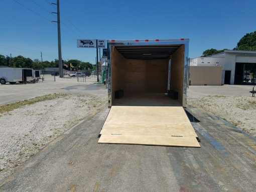 8.5x18 TA Trailer - White, Ramp, Side Door, and D-Rings