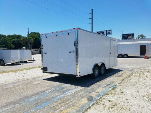 8.5x18 TA Trailer - White, Ramp, Side Door, and D-Rings