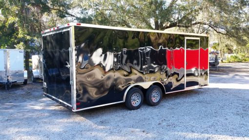 8.5x20 TA Trailer - Black, Ramp, Side Door, and D-Rings