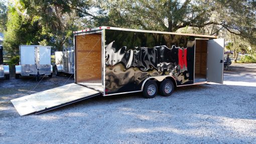 8.5x20 TA Trailer - Black, Ramp, Side Door, and D-Rings