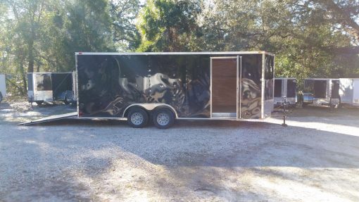 8.5x20 TA Trailer - Black, Ramp, Side Door, and D-Rings