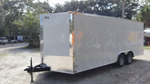 8.5x20 TA Trailer - White, Ramp, Side Door, and D-Rings