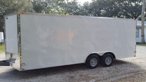 8.5x20 TA Trailer - White, Ramp, Side Door, and D-Rings