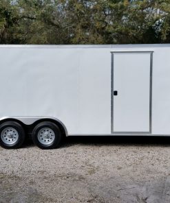 8.5x20 TA Trailer - White, Ramp, Side Door, and D-Rings