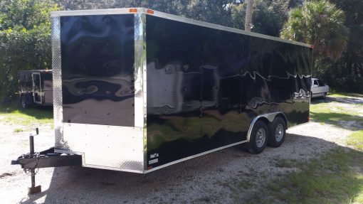 8.5x20 TA Trailer - Black, Ramp, Side Door, D-Rings, 5K Axles, and Radials