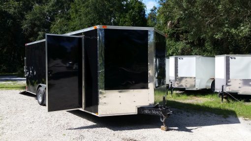 8.5x20 TA Trailer - Black, Ramp, Side Door, D-Rings, 5K Axles, and Radials