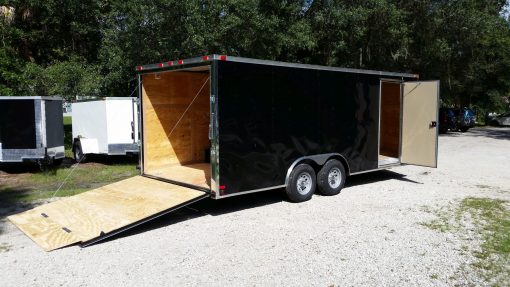 8.5x20 TA Trailer - Black, Ramp, Side Door, D-Rings, 5K Axles, and Radials