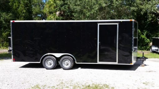 8.5x20 TA Trailer - Black, Ramp, Side Door, D-Rings, 5K Axles, and Radials