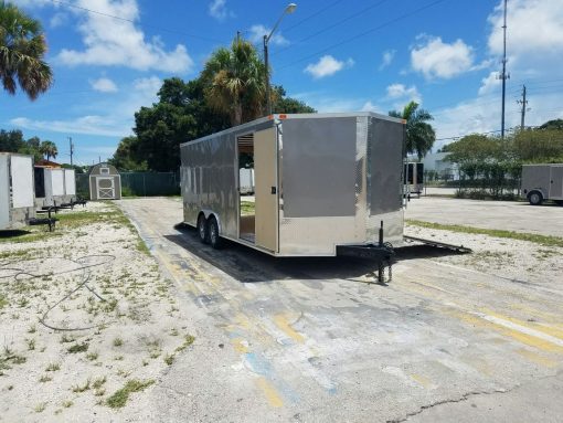 8.5x20 TA Trailer - Pewter, Ramp, Side Door, D-Rings, 5K Axles, Radials, Side Ramp