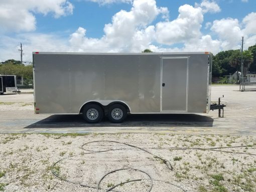 8.5x20 TA Trailer - Pewter, Ramp, Side Door, D-Rings, 5K Axles, Radials, Side Ramp