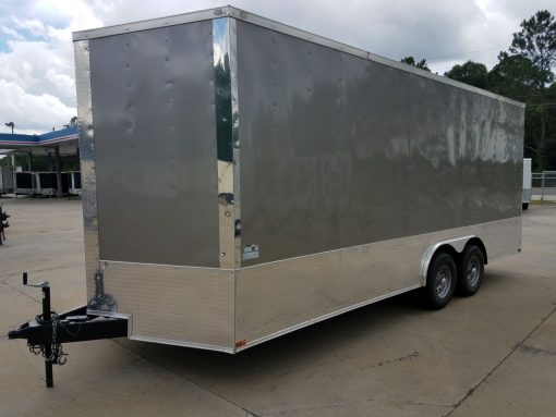 8.5x20 TA Trailer - Pewter, Heavy Duty Ramp, Side Door, D-Rings, 5K Axles, Extra Height