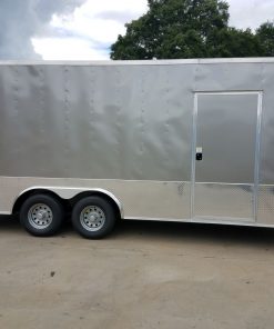 8.5x20 TA Trailer - Pewter, Heavy Duty Ramp, Side Door, D-Rings, 5K Axles, Extra Height