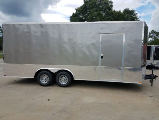 8.5x20 TA Trailer - Pewter, Heavy Duty Ramp, Side Door, D-Rings, 5K Axles, Extra Height