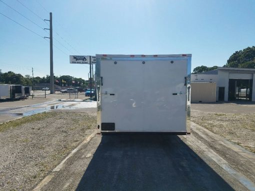 8.5x20 TA Trailer - White, Ramp, Side Door, D-Rings, 5K Axles, and Radials