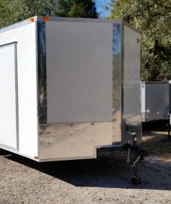 8.5x20 TA Trailer - White, Ramp, Side Door, D-Rings, 5K Axles, Radials, Extra Height